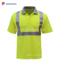 High Visibility Orange 100% Polyester Vogel Auge Benutzerdefinierte Logo Plain Dry Fit Reflektierende Sicherheit Polo T-shirts Mit Reflexstreifen